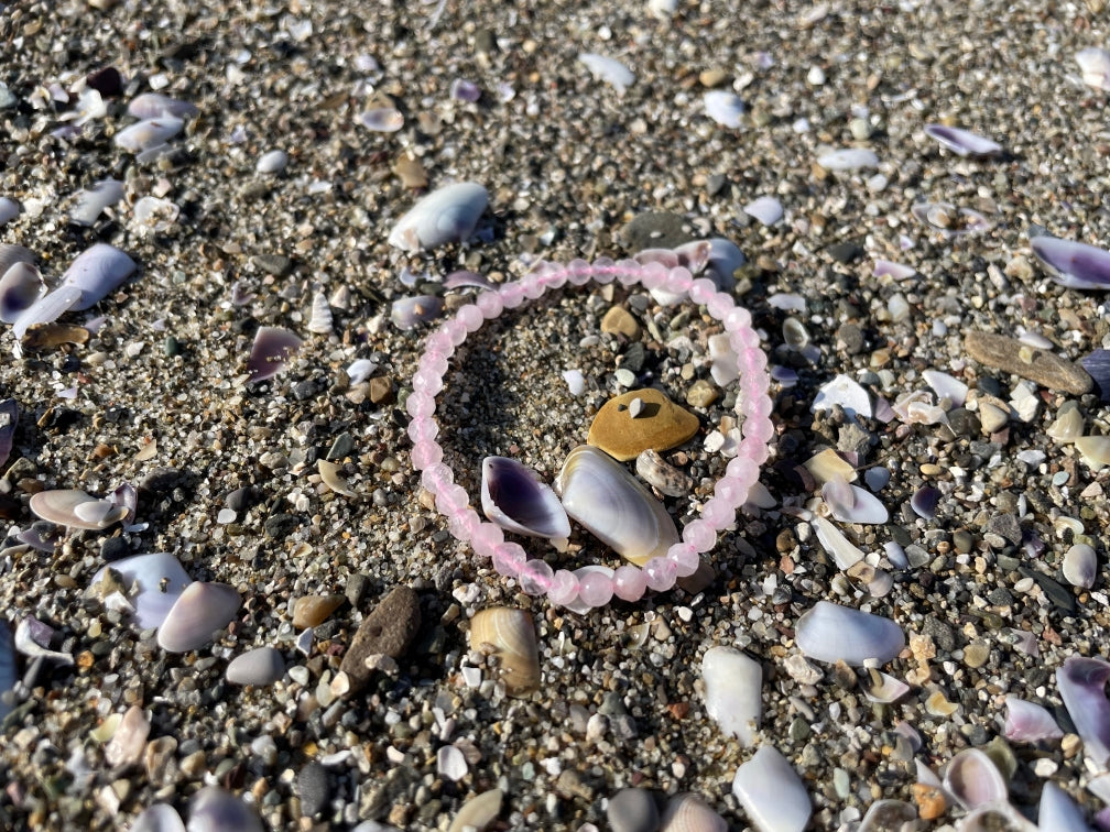 Bracciale in Quarzo rosa a sfere sfaccettate