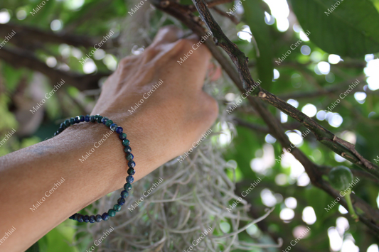 Bracciale Azzurrite-Malachite a sfere sfaccettate (Marocco)