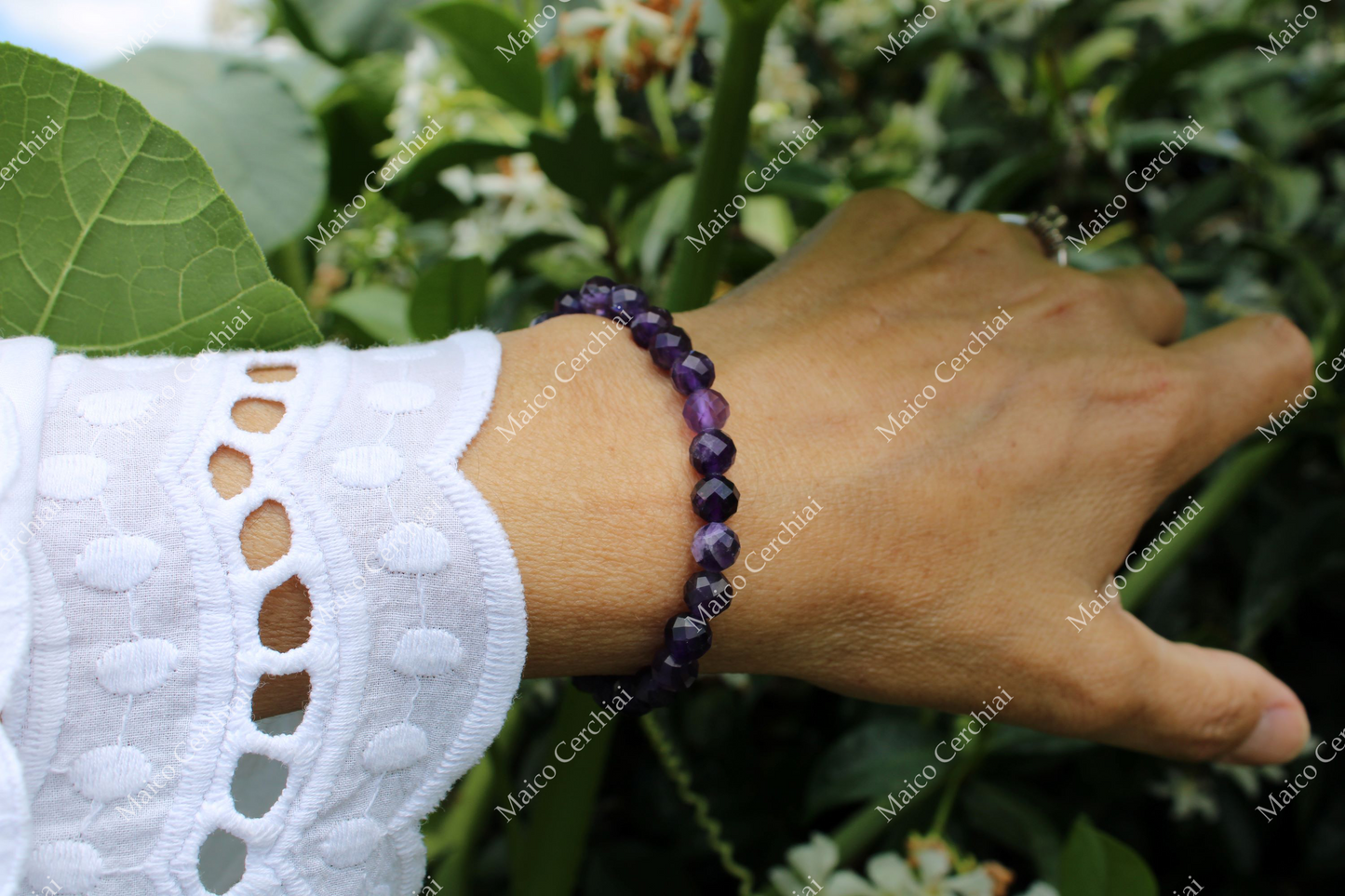 Bracciale Ametista a sfere sfaccettate (Brasile)