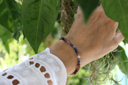 Bracciale Rubino e Zaffiro a sfere sfaccettate